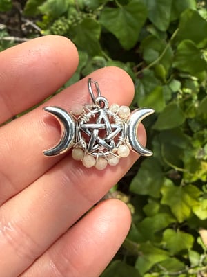 Faceted Triple Moon Pentacle Pendants