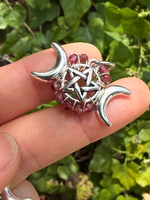 Faceted Triple Moon Pentacle Pendants