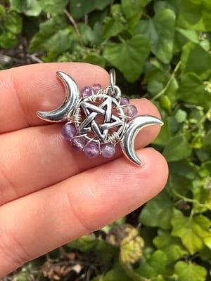 Faceted Triple Moon Pentacle Pendants