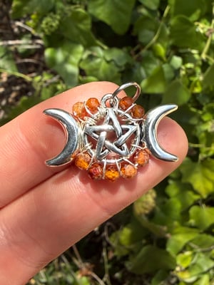 Faceted Triple Moon Pentacle Pendants
