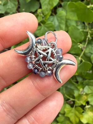 Faceted Triple Moon Pentacle Pendants