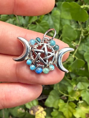 Faceted Triple Moon Pentacle Pendants