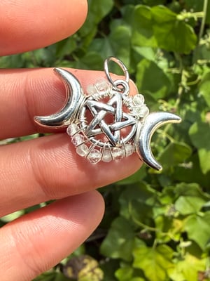Faceted Triple Moon Pentacle Pendants