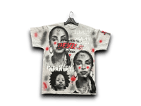 Image 1 of custom upcycled reworked screen print NJ Devils gray T shirt - Sade Adu
