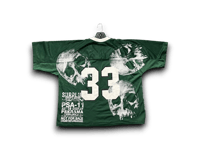 Image 2 of custom upcycled reworked screen print Lancers green football jersey - Skulls 