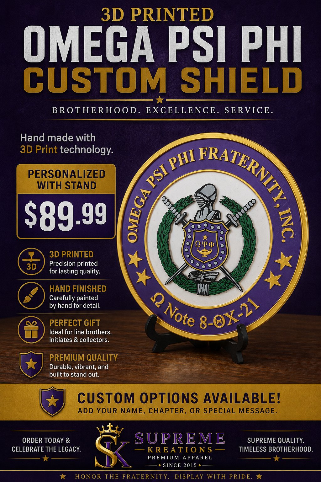 Omega customized 3D Shield w stand