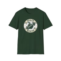 Image 1 of Health & Wealth T-Shirt — Fitness Apple Barbell Wellness Tee