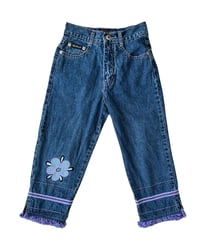 Image 2 of Vintage Rt.66 Embroidered Denim Capris-8