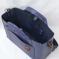 Image 6 of 3-Panel Two-way Tote with front pocket in indigo