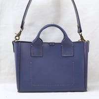 Image 3 of 3-Panel Two-way Tote with front pocket in indigo