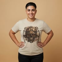 Image 1 of Steampunk Skull T‑Shirt — Vintage Gear Goggles Graphic Tee