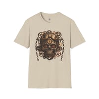 Image 3 of Steampunk Skull T‑Shirt — Vintage Gear Goggles Graphic Tee