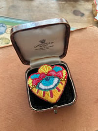 Image 1 of Hand Embroidered Eye Brooch & Vintage Box