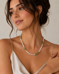 Image 1 of Selenite & Multi-Color Glass Bead Necklace