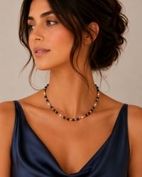 Image 1 of Lapis Lazuli Cube Bead Necklace