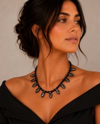 Image 1 of Onyx & Glass Dagger Delicate Necklace