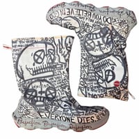 Image 8 of 1 of 1 9w/7m hand drawn Crocs fleece lined rainboots