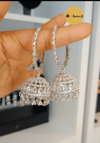 Image 2 of Yami_American Diamond Jhumka Set with Tika