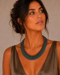 Image 1 of Forest Green Glass Dagger Necklace