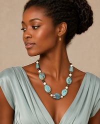 Image 1 of  Serpentine Square Bead Necklace 