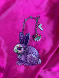 Image 1 of Purple cheetah Squeakcore Bunny bag charm chain