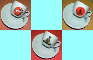 Image of Espresso cups and saucers, set of 3.