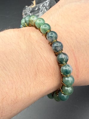 Wire Wrapped Moss Agate Bracelet