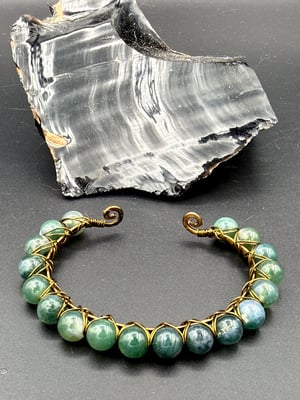 Wire Wrapped Moss Agate Bracelet