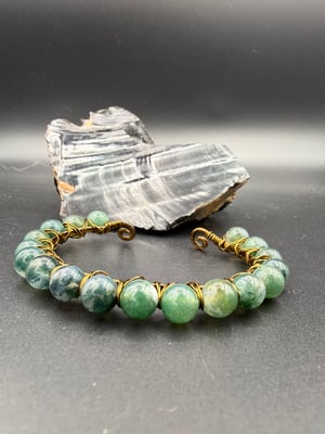Wire Wrapped Moss Agate Bracelet