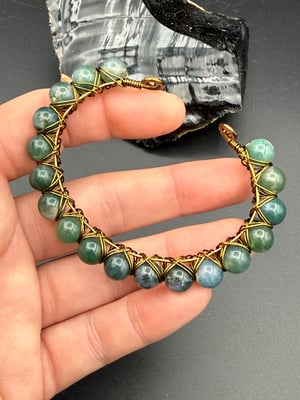 Wire Wrapped Moss Agate Bracelet