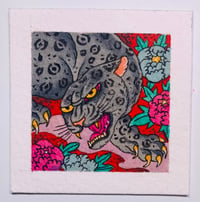 Cat/Peony mini painting