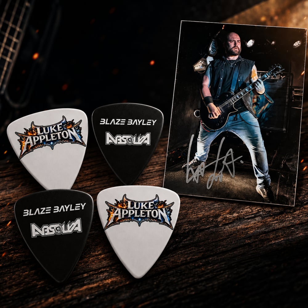  Luke Appleton Black & White Guitar Pick Pack (x4 picks) + signed photo card