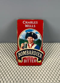 Image 1 of Vintage (1980s) British Beer Pump Clamp & Badge - Charles Wells Bombardier Premium Bitter