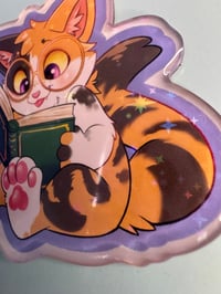 Image 2 of Reading Kitty Acrylic Magnet