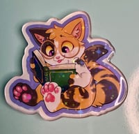 Image 1 of Reading Kitty Acrylic Magnet