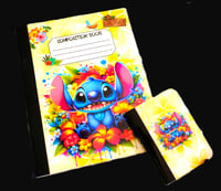 Image 1 of Custom Composition Book & Mini Notebook, Handmade, school, stitch, tropical