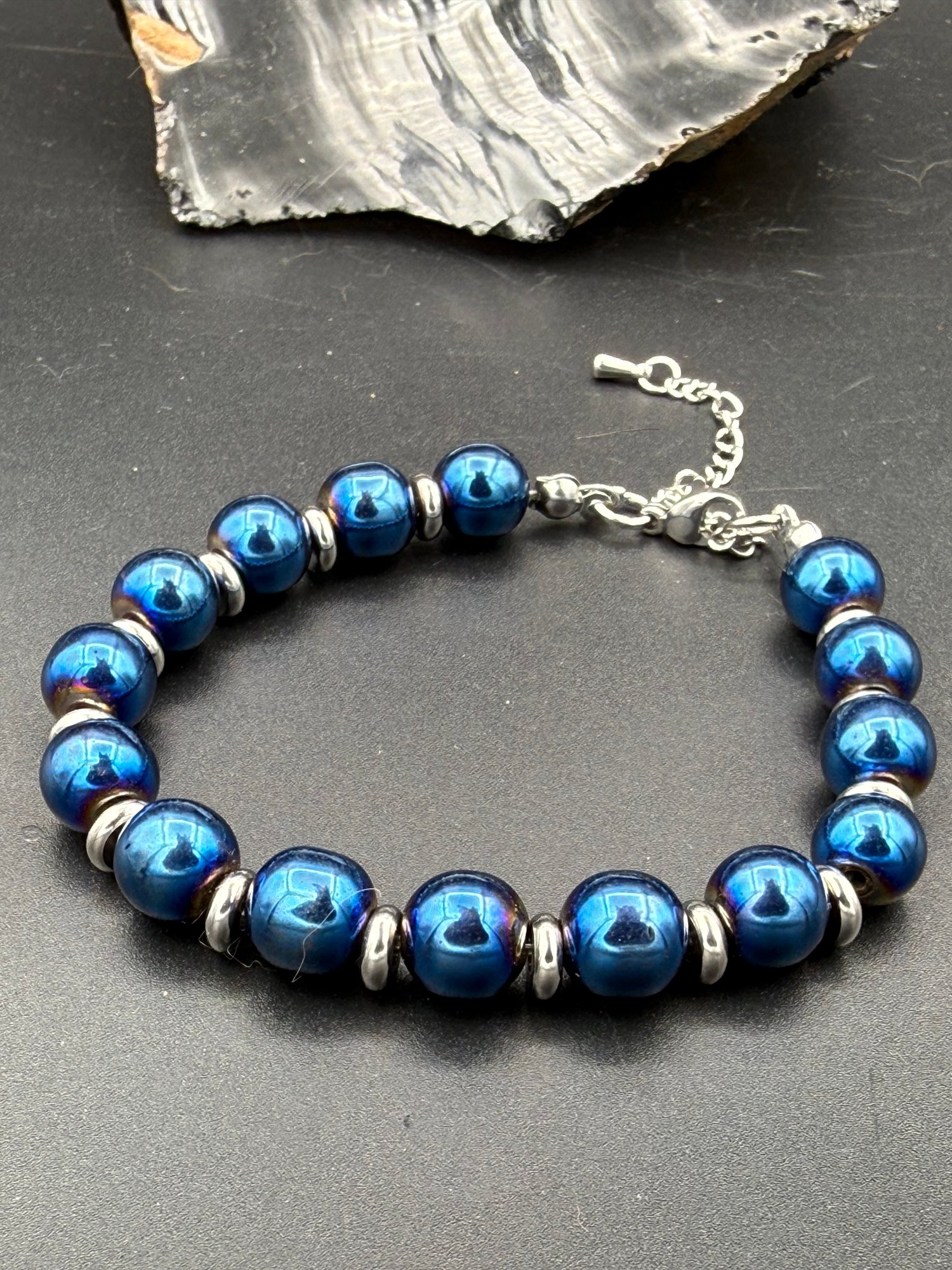 8mm Titanium Coated Hematite Clasp Bracelet