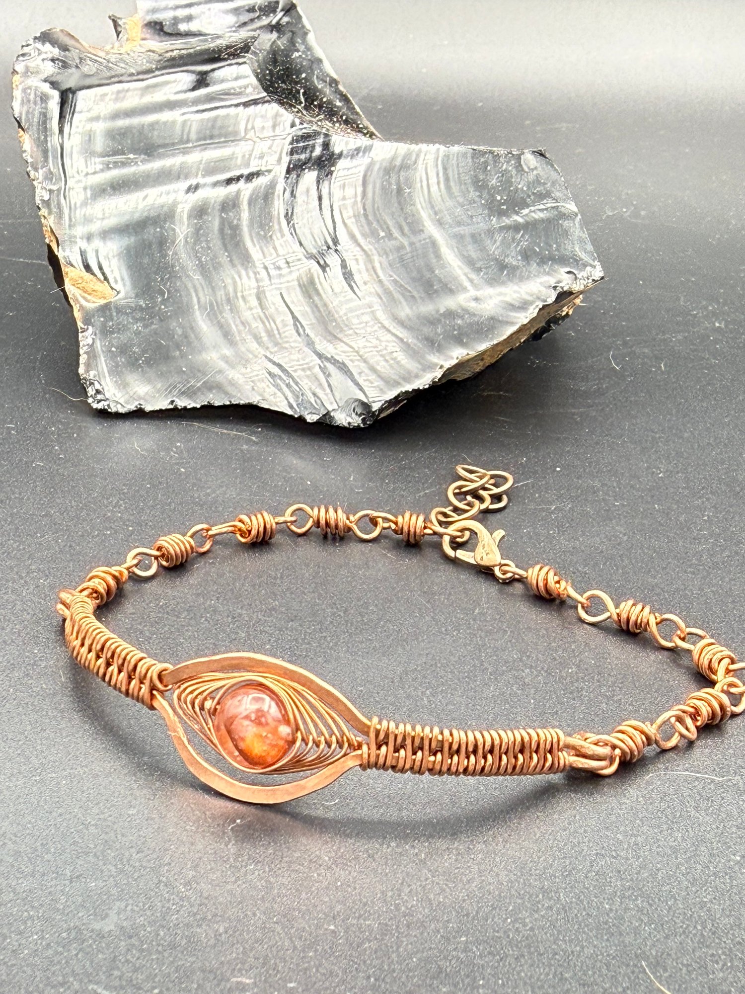 Fire Quartz Copper Woven Bracelet
