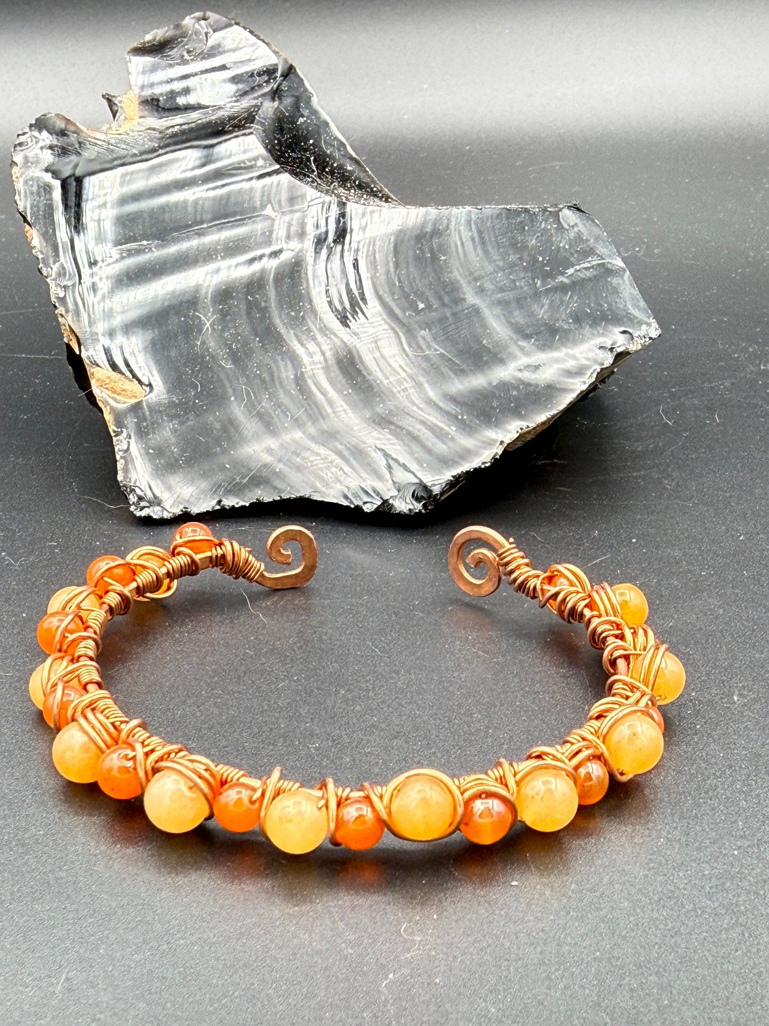 Orange Aventurine/Carnelian Copper Bracelet