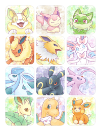 Image 3 of Pokemon prints, stickers, and buttons (set 1, 2, and 3)