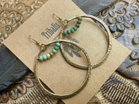 Image 1 of Statement Turquoise brass hoops / n7