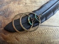 Image 13 of Statement Turquoise brass hoops / n7