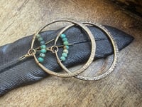 Image 14 of Statement Turquoise brass hoops / n7