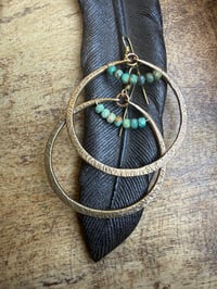 Image 9 of Statement Turquoise brass hoops / n7