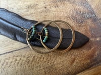 Image 15 of Statement Turquoise brass hoops / n7