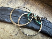 Image 4 of Statement Turquoise brass hoops / n7