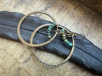 Image 6 of Statement Turquoise brass hoops / n7