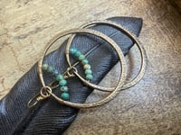 Image 11 of Statement Turquoise brass hoops / n7