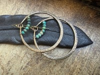 Image 21 of Statement Turquoise brass hoops / n7