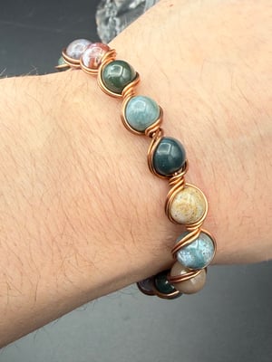 8mm Indian Agate Copper Bracelet